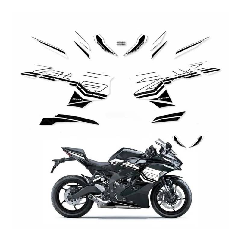 Zubehör Motorradaufkleber Für Ka&wasaki ZX-4R ZX4R ZX-4RR 2023 Motorradzubehör Verkleidungsaufkleber Vollfahrzeugaufkleber Reflektierendes Kit von DPOGHYE