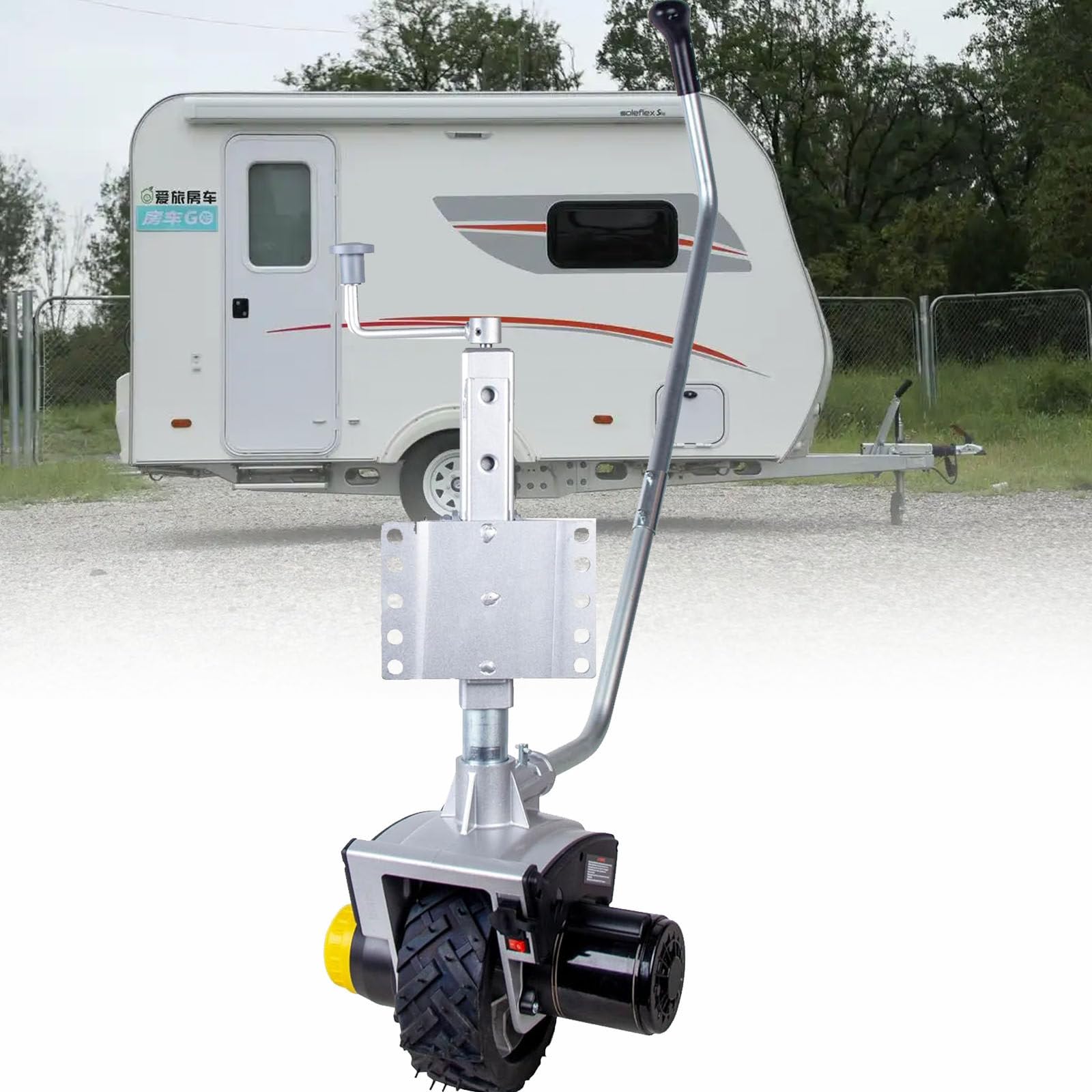 Elektrischer Anhängerheber, 350 W, Anhängerheber mit max. Tragkraft 5504,5 lbs (2270 kg), 12 V, elektrisch Stützrad-Mover mit 5–7 m/min Geschwindigkeit, für Wohnwagen, Wohnmobil von DPQYJPP