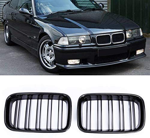 DQDZ Schwarzer ABS-Kunststoff, Doppel-Linien-Sport-Nieren-Kühlergrill, 1 Paar für 1992–1996 E36 318is 325i M3 Coupé Autoteil von DQDZ