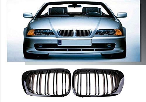 1998–2001 E46 2-Türer Coupe Cabriolet Vor-Facelift Glänzend Schwarz Doppellinien Nieren Frontgrill Kühlergrill Paar von DQDZ