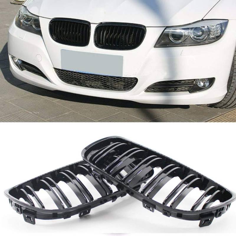 2009–2011 E90 E91 LCI 325i 328i 335i 4D glänzend schwarz Sport Nieren Frontgrill - Paar von DQDZ