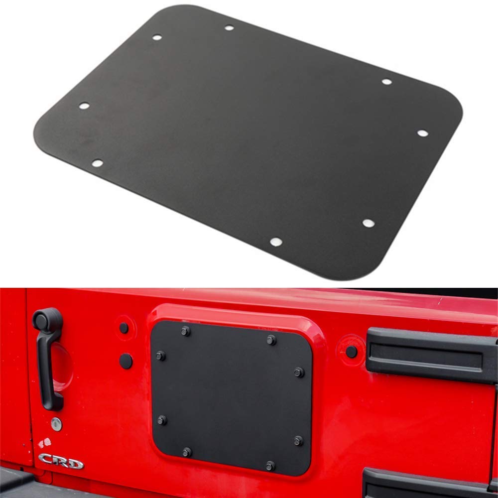 DQDZ Heckklappen-Entlüftungsblech Abdeckung Reserveradenträger Löschplatte – Schwarz für Jeep Wrangler 2007-2017 JK JKU Wrangler, Sahara, Rubicon & Unlimited – 2- oder 4-Türer-Modelle, Einheitsgröße von DQDZ