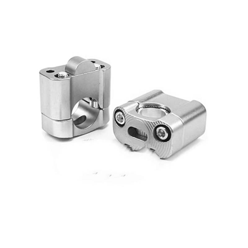 Motorrad-Lenkererhöhungen CNC Aluminium Legierung Lenker Steigleitungen Montieren Clamp Adapter 22mm 28mm Für Pit Bike Motorrad Drop Shipping Lenkerhalterung(Silver) von DQSSSL