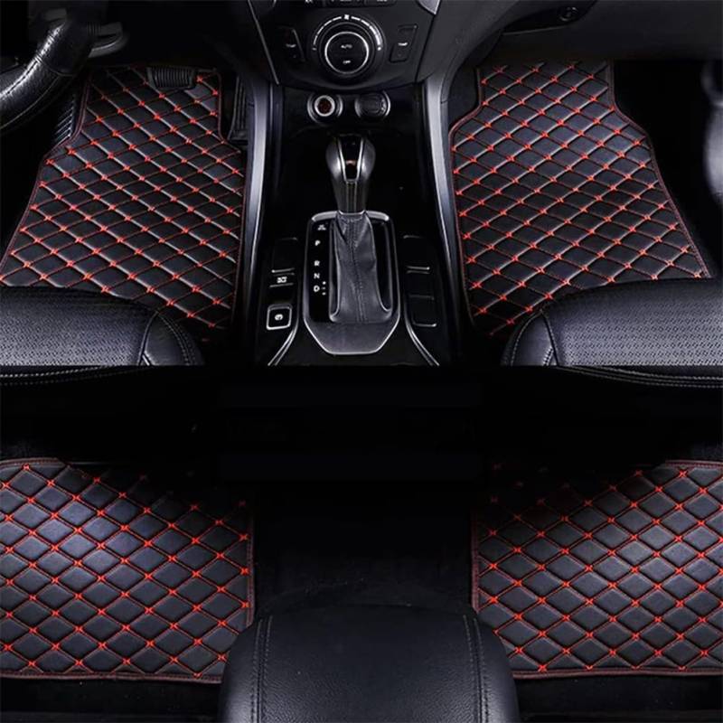 4 StüCk Leder Auto FußMatten für BMW X1 2009-2015 E84(LHD), Vorne Hinten Teppichschutzmatte Wasserdicht rutschfeste Anti-Kratz Autoteppiche Interieur ZubehöR,I/Black-red von DQSZ