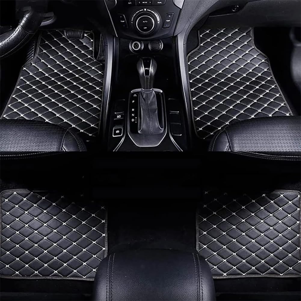 4 StüCk Leder Auto FußMatten für Fit/Jazz 2015-2018(LHD), Vorne Hinten Teppichschutzmatte Wasserdicht rutschfeste Anti-Kratz Autoteppiche Interieur ZubehöR,H/Black-beige von DQSZ