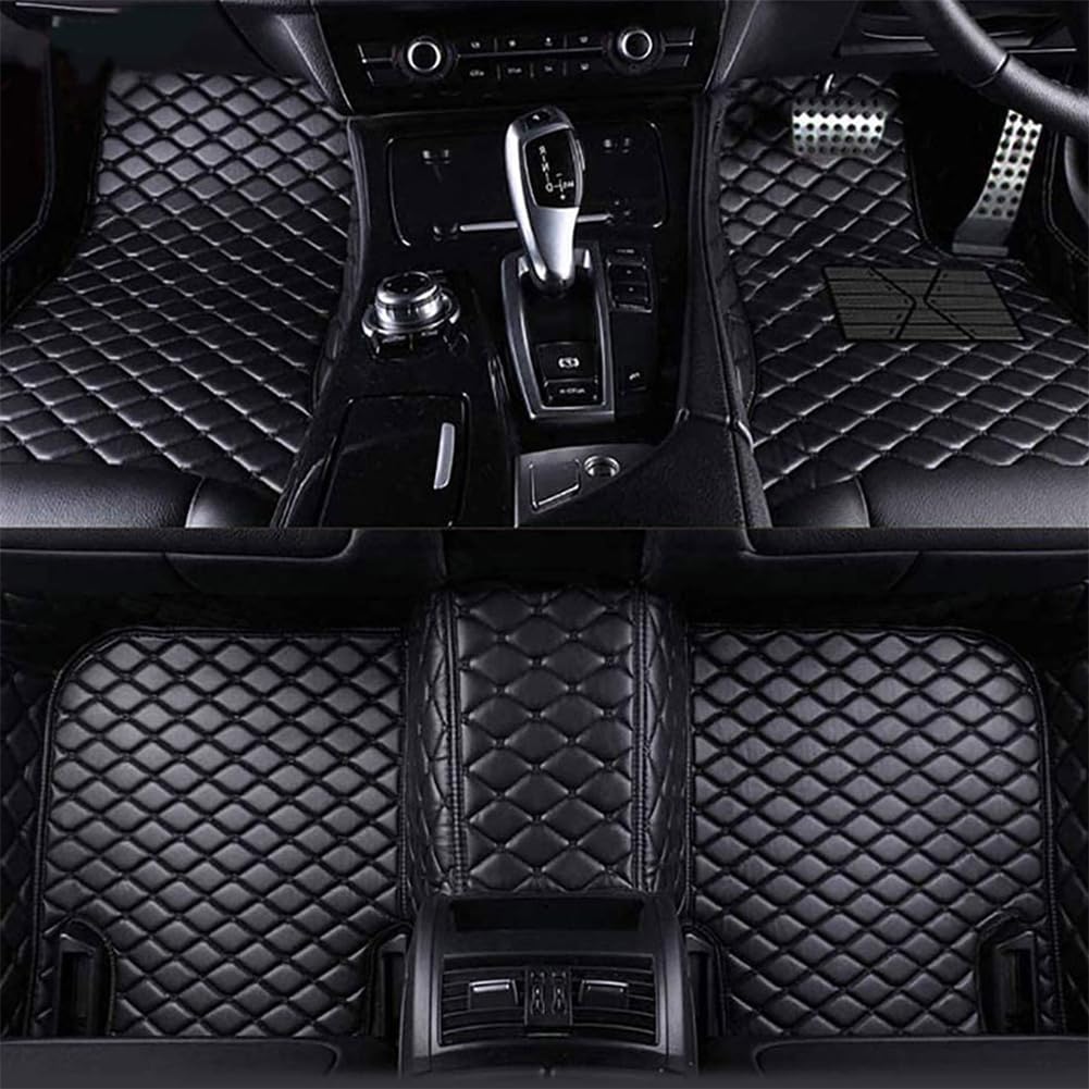 Custom Leder Auto FußMatten Set für Jeep Compass 2007-2017(LHD), Leder Vorne Hinten Teppiche Allwetter Wasserdicht Anti Rutsch Innenschutzmatte ZubehöR,A/Black von DQSZ