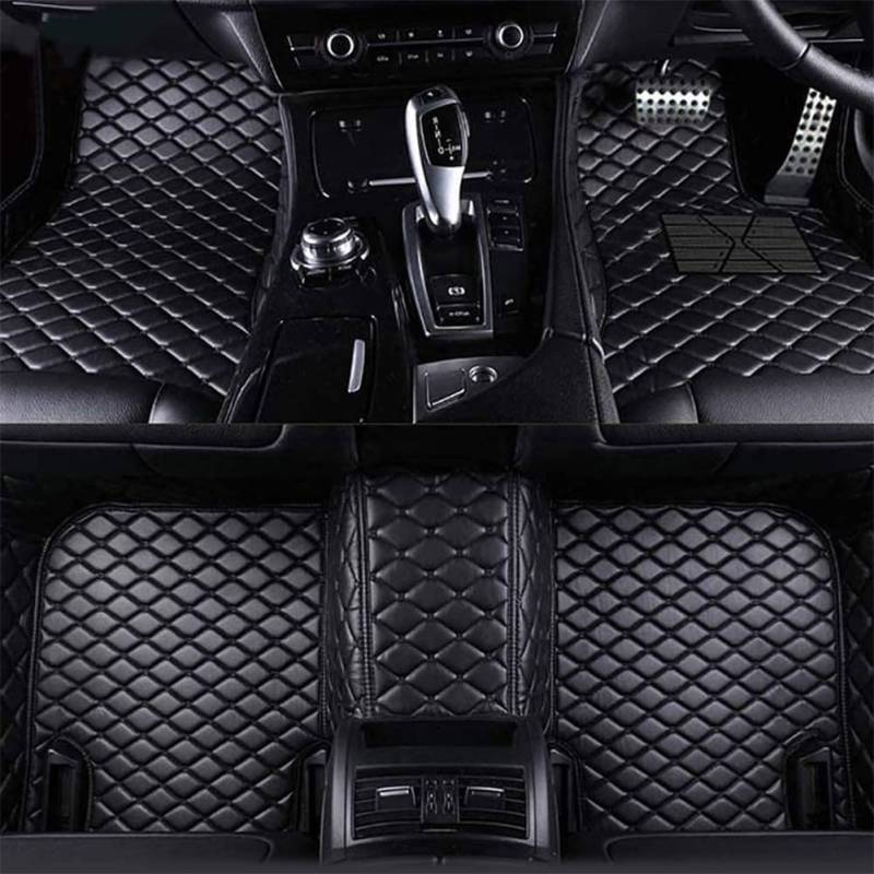 Custom Leder Auto FußMatten Set für Toyota RAV4 Ⅳ CA40 2013-2018(LHD), Leder Vorne Hinten Teppiche Allwetter Wasserdicht Anti Rutsch Innenschutzmatte ZubehöR,A/Black von DQSZ