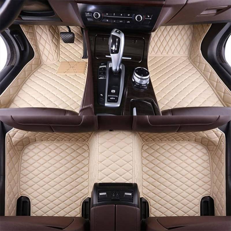 Custom Leder Auto FußMatten Set für Toyota Vios Belta Yaris Sedan Limo XP90 2008-2012(LHD), Leder Vorne Hinten Teppiche Allwetter Wasserdicht Anti Rutsch Innenschutzmatte ZubehöR,B/Beige von DQSZ