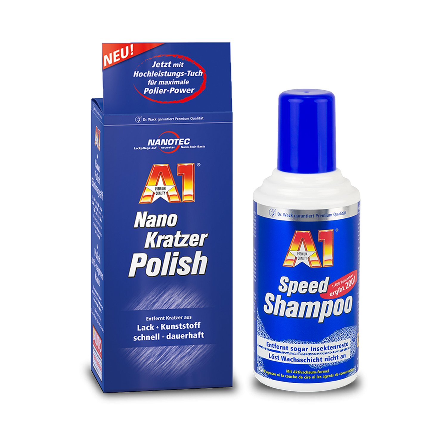 Dr. Wack A1 Nano Kratzer Polish Kratzerentferner + Speed Shampoo Aktivschaum von DR. WACK