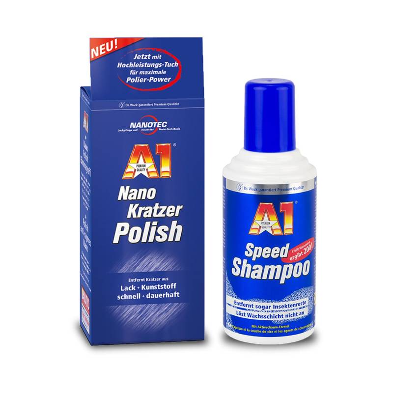 Dr. Wack A1 Nano Kratzer Polish Kratzerentferner + Speed Shampoo Aktivschaum von DR. WACK