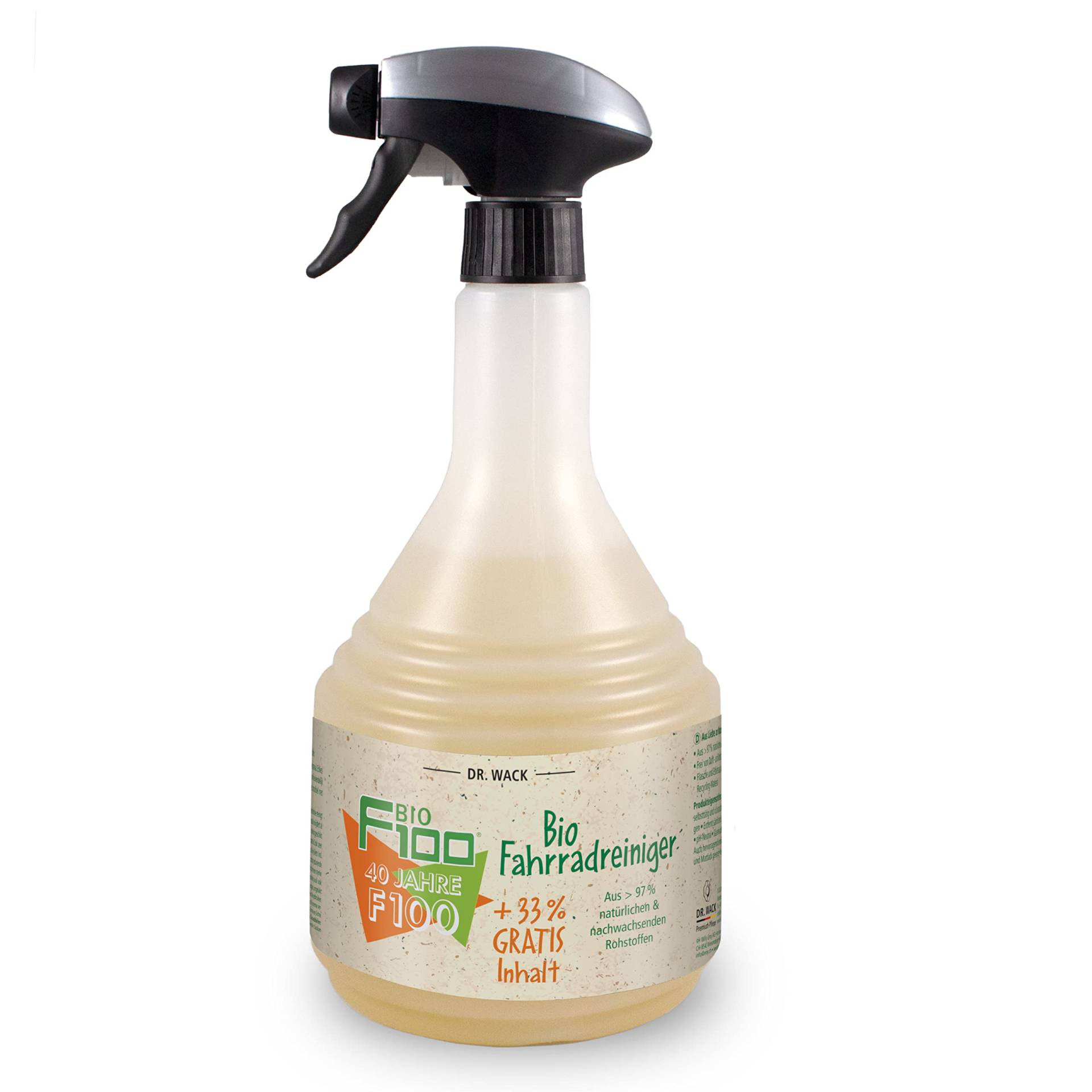 DR. WACK F100 Bio Fahrradreiniger 1000 ml (33% mehr Inhalt gratis) - Limited Edition - Reinigungsmittel für Fahrräder - Bio Fahrradpflegemittel - Reinigungsspray biologisch abbaubar & materialschonend von DR. WACK