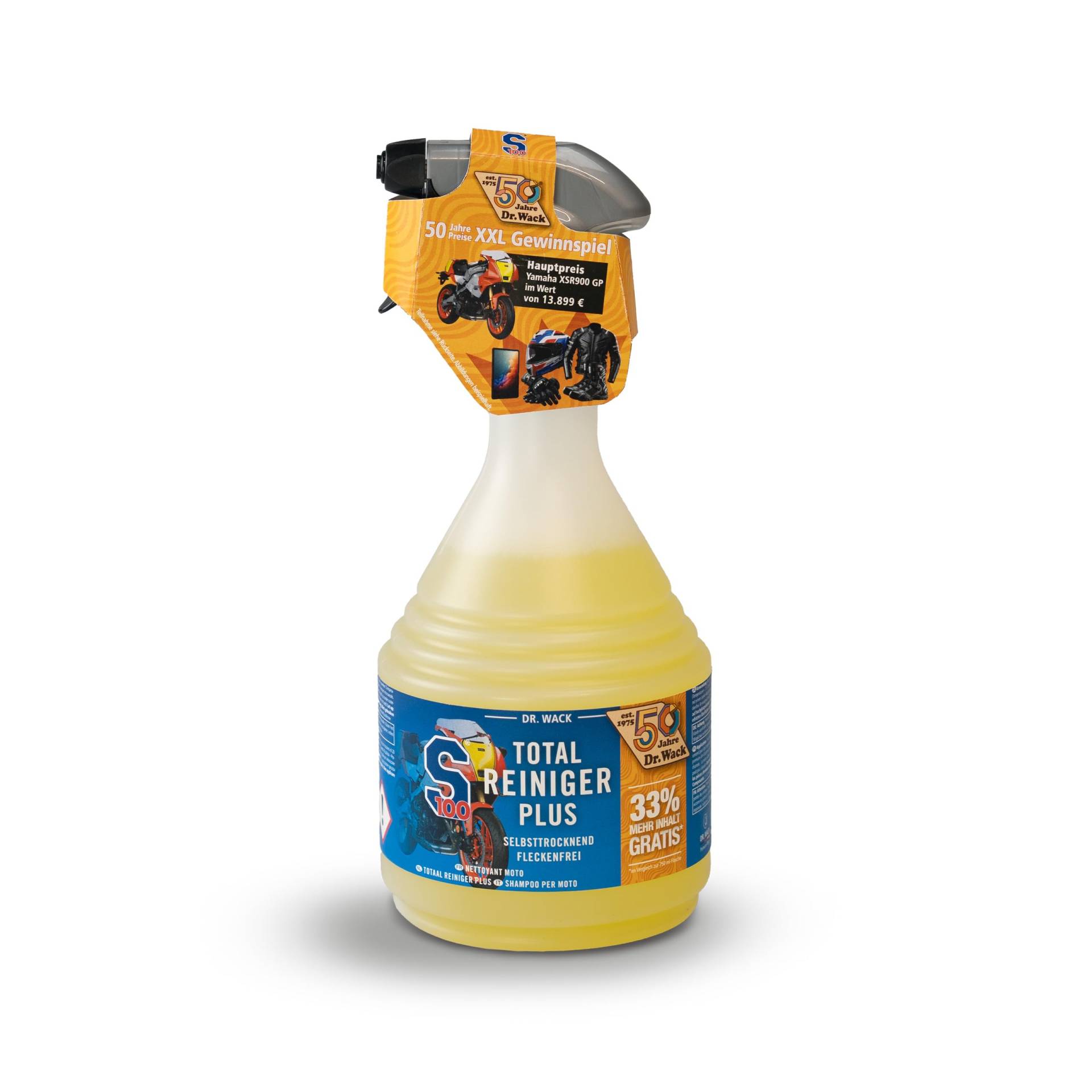 Dr. Wack - S100 Total Reiniger Plus 1000 ml (33% mehr Inhalt gratis) - Limited Edition - Motorrad-Reiniger mit Gel-Formel - Schonende Reinigung von Verschmutzungen - sehr ergiebig & reinigungskräftig von DR. WACK