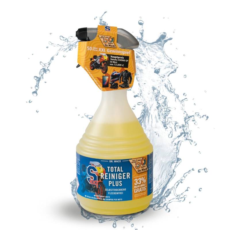 Dr. Wack - S100 Total Reiniger Plus 1000 ml (33% mehr Inhalt gratis) - Limited Edition - Motorrad-Reiniger mit Gel-Formel - Schonende Reinigung von Verschmutzungen - sehr ergiebig & reinigungskräftig von DR. WACK