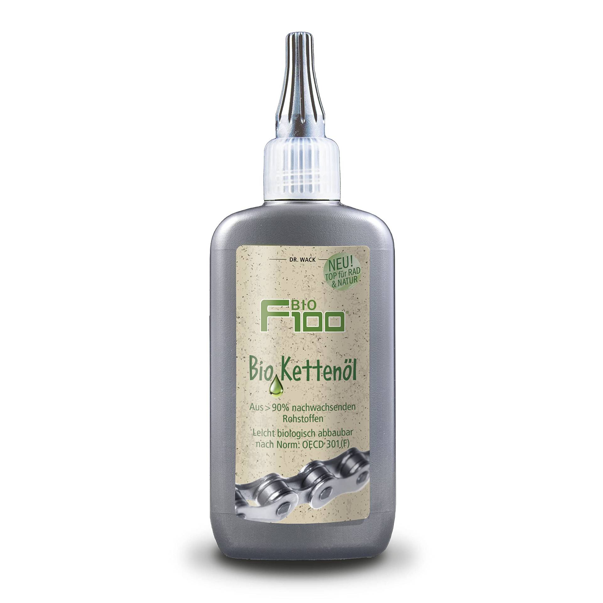 DR. WACK F100 Bio Kettenöl für Fahrrad 100 ml - Kettenschmiermittel für weniger Verschleiß & Reibung - Biologisches Kettenöl - Bio Schmiermittel für alle Fahrradketten - Hochwertige Fahrradpflege von DR. WACK