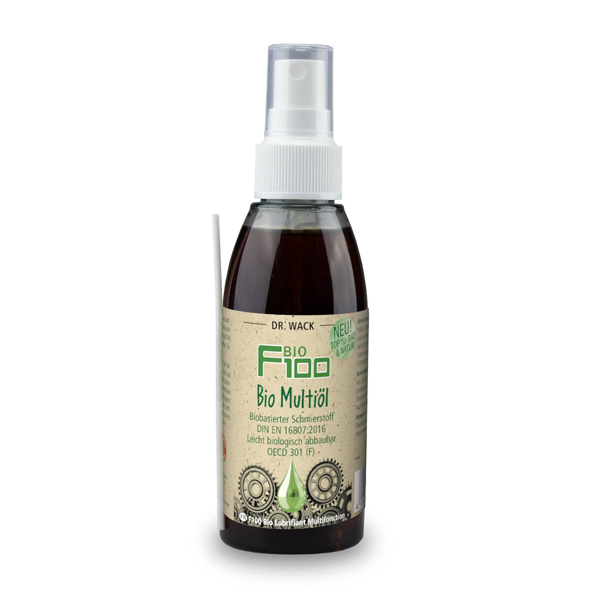 DR. WACK Wack - F100 Bio-Multifunktionsöl 150 ml I Premium Fahrrad-Pflegeöl gegen Korrosion, Quietschen & Nässe I Praktisches Pflege-Spray für alle Fahrräder I Hochwertige Fahrradpflege von DR. WACK