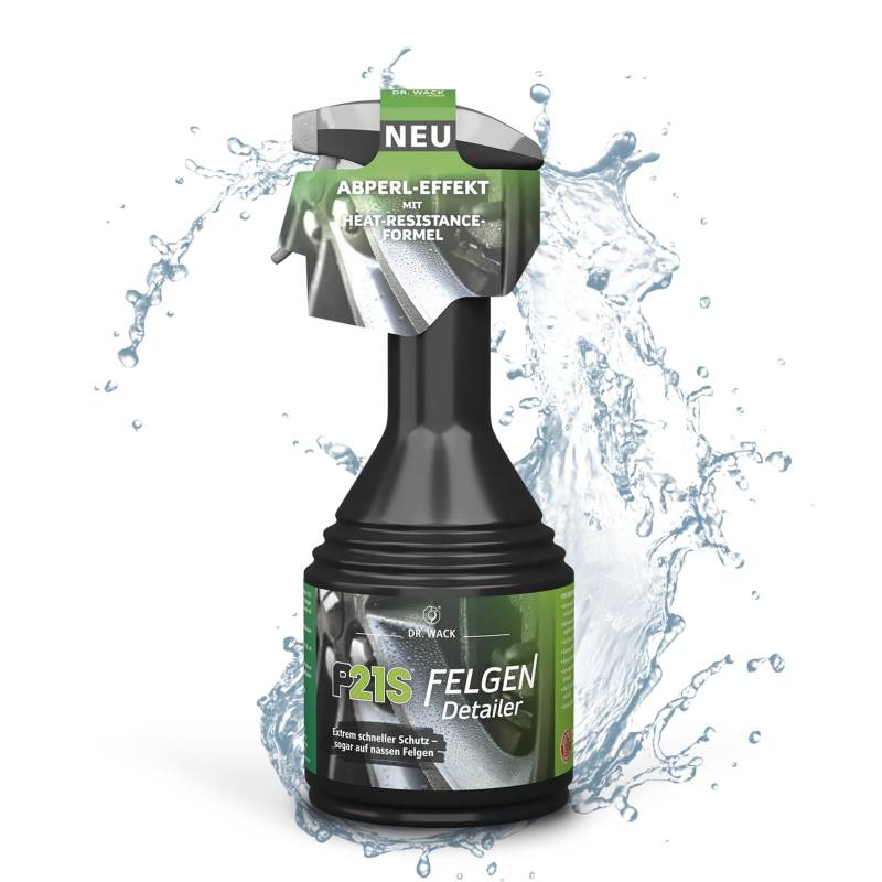 DR. WACK P21S Felgen Detailer 500 ml - Felgen-Spray mit Abperleffekt - Hitzebeständiger Felgenschutz für Auto - Für Stahl- & Alufelgen geeignet - Hochwertige Autopflege von DR. WACK