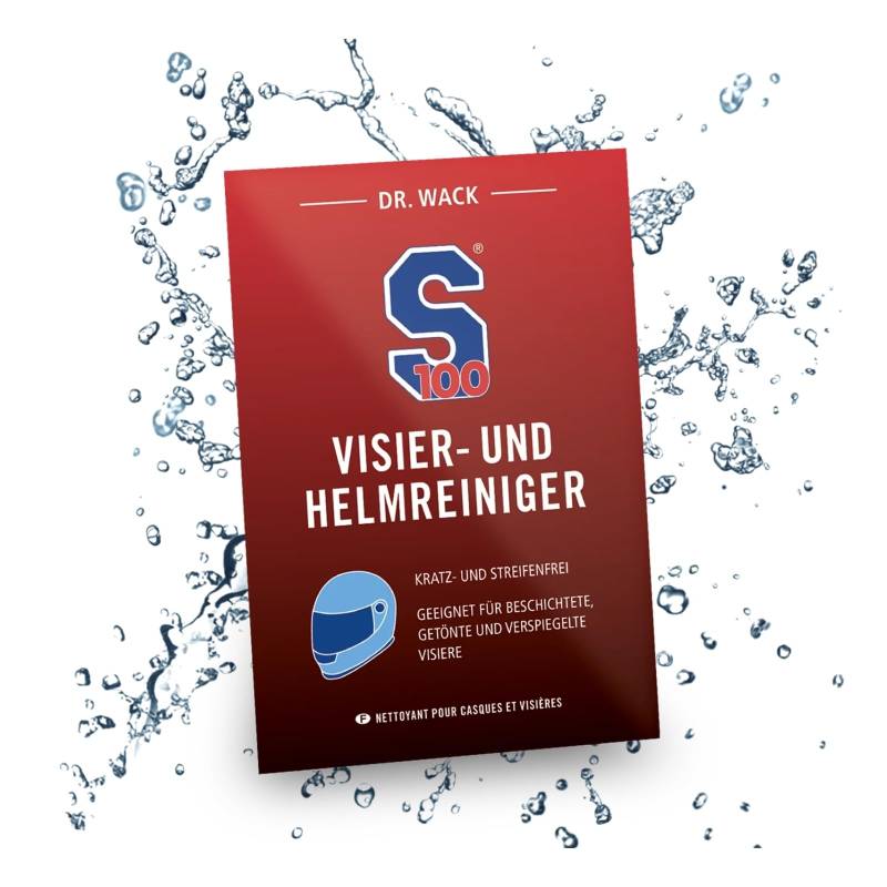 DR. WACK - S100 Visier- & Helmreiniger Tuch - Schnelle & kratzfreie Reinigung für unterwegs - Reinigungstuch für Motorradhelm - Für alle Visiere geeignet - Hochwertige Motorradpflege von DR. WACK