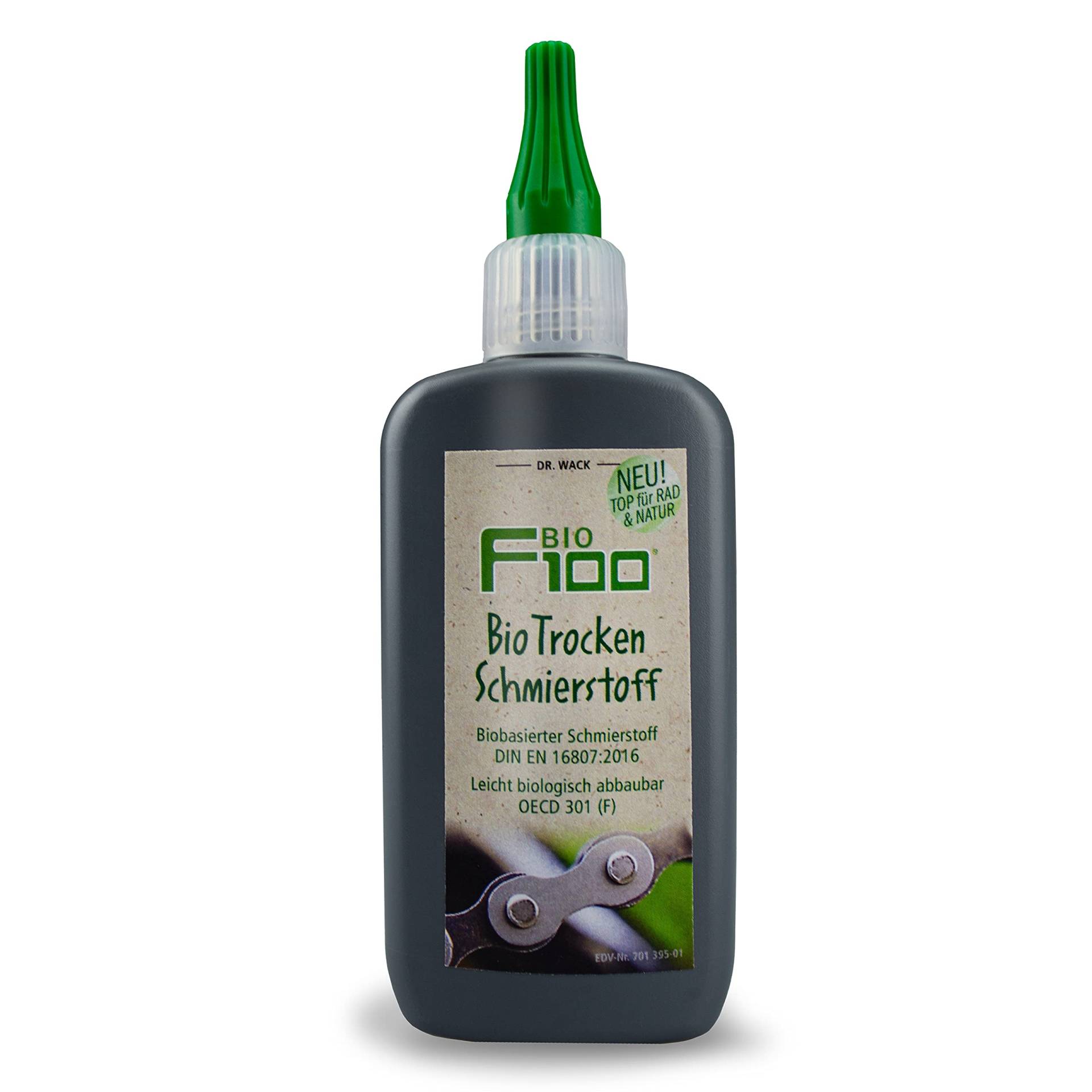 Dr. Wack – F100 Bio Trocken Schmierstoff 100 ml I Fahrrad Kettenöl trocken für weniger Reibung & Verschleiß I Bio Trockenschmierstoff für alle Fahrräder I Hochwertige Fahrradpflege – Made in Germany von DR. WACK