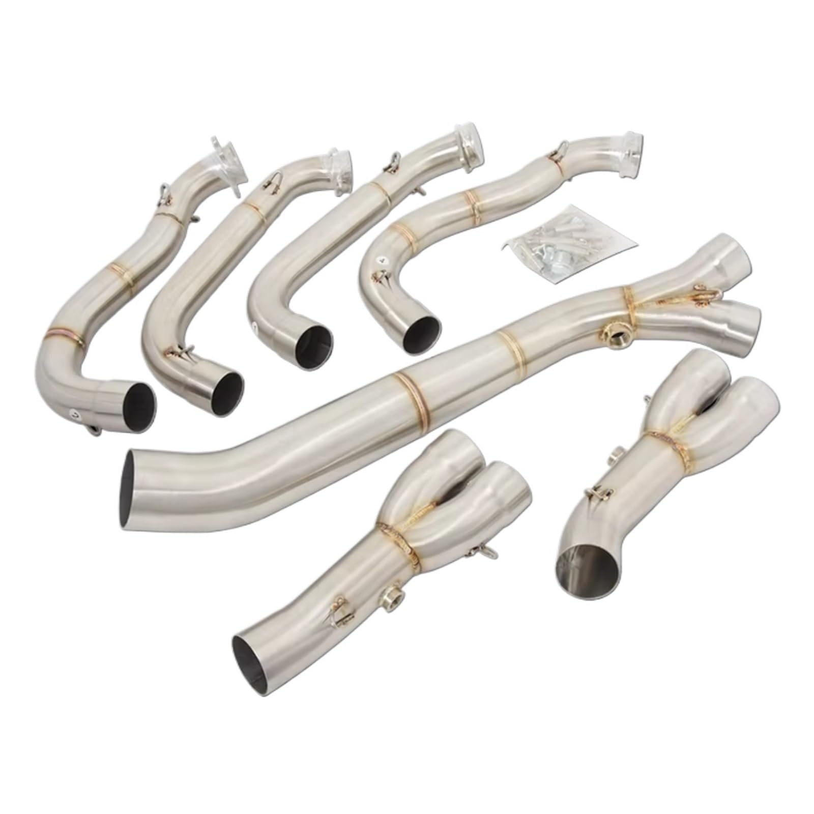 DRCIOQAZR Für S1000RR 2010-2018 Für S1000R 2015-2018 Komplettsystem-Motorradauspuff Für Escape Header Front Link Pipe Für Connect 60mm Schalldämpfer Motorrad Mittelrohr(Silver) von DRCIOQAZR