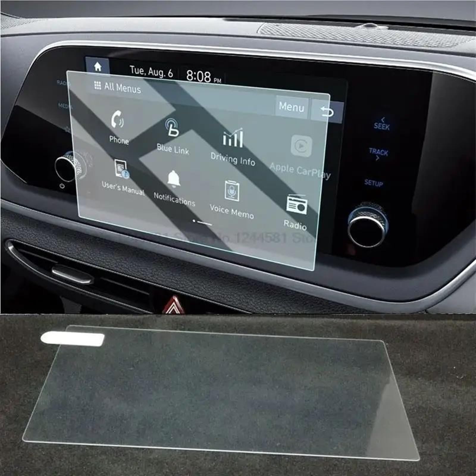 DRCIOQAZR Kompatibel Mit Hyundai Für Sonata 2020 2021 2022 Auto-GPS-Navigation Displayschutz Aus Gehärtetem Glas Auto Navi-Schutzfolie(8 inch) von DRCIOQAZR