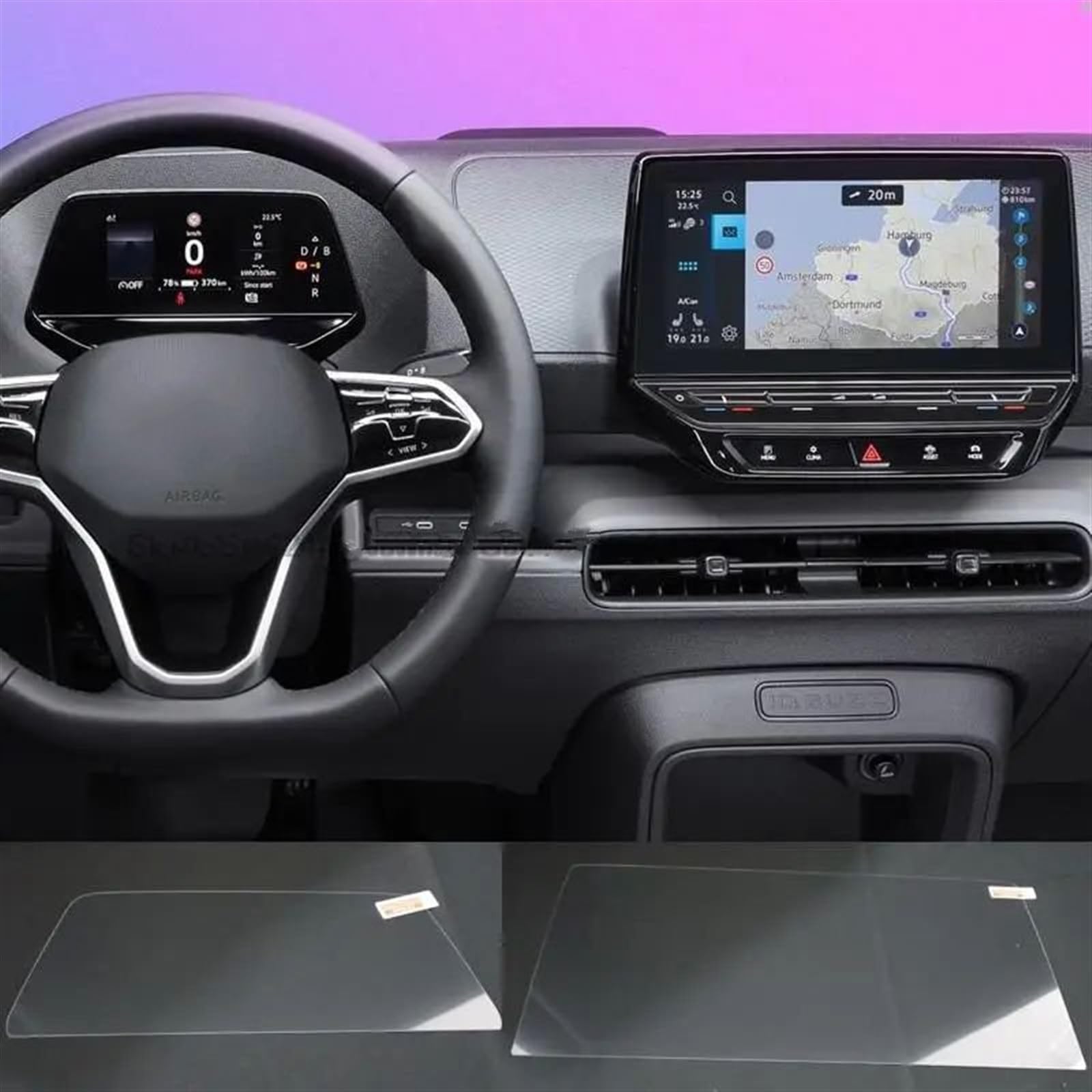 DRCIOQAZR Kompatibel Mit VW Für ID Für Buzz 2023 Auto-GPS-Navigation Displayschutzfolie Aus Gehärtetem Glas Innenausstattung Auto Navi-Schutzfolie(12 inch) von DRCIOQAZR