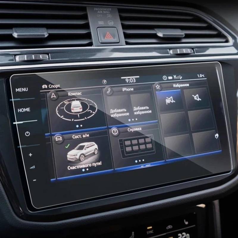 DRCIOQAZR Kompatibel mit VW für Tiguan für Allspace 2021 2022 9,2 Zoll Auto-GPS-Navigations-Armaturenbrett Displayschutzfolie aus gehärtetem Glas Auto Navi-Schutzfolie(GPS) von DRCIOQAZR