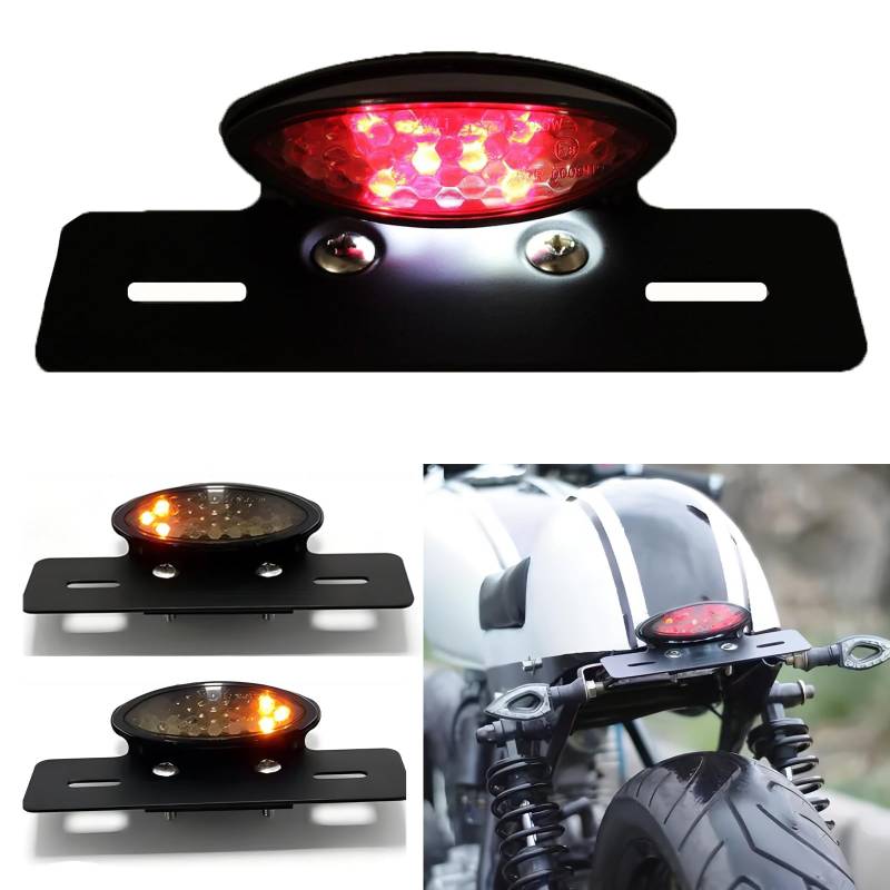 14 LED Motorrad Rücklicht Heckbremse Kennzeichen beleuchtung LED Integrierte Rücklicht Bremsleuchte Blinkerleuchte für Straßenrad, Roller, Cruiser, Chopper Dirt Bike ATV von DREAMIZER