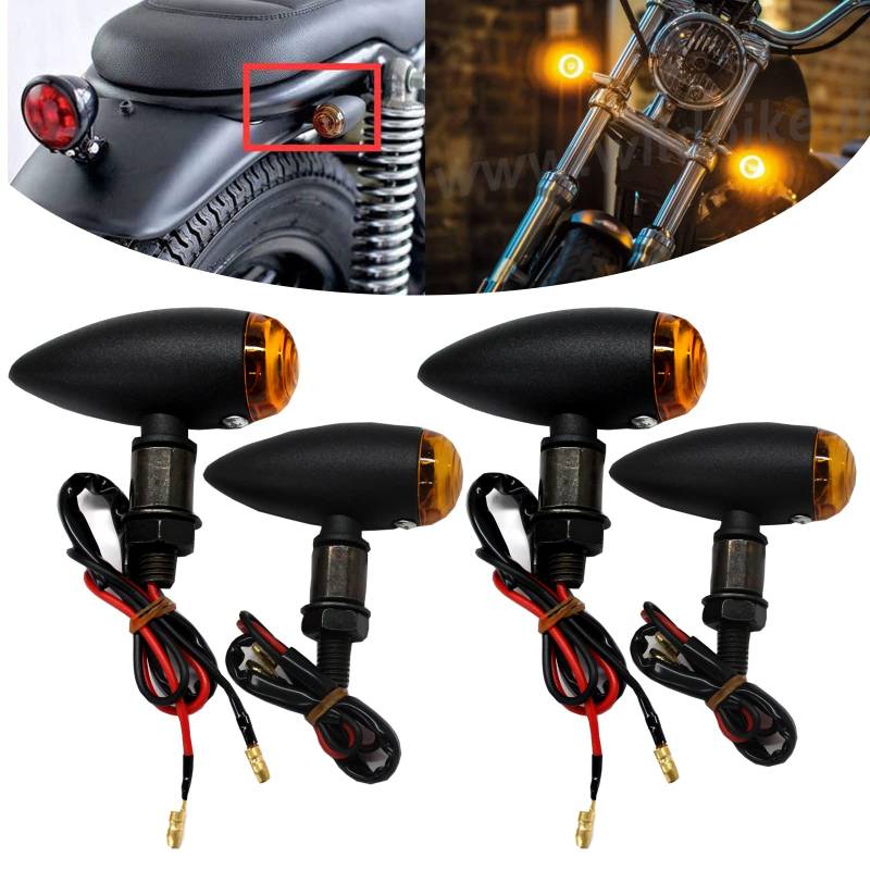 4PCS Motorrad Blinker Licht Vorne Hinten Kugelform Blinkerleuchten Vordere Rückleuchten Wasserdicht Stoßfest Universal für Motorrad Scooter Cruiser chopper virago 535 XV 950. von DREAMIZER