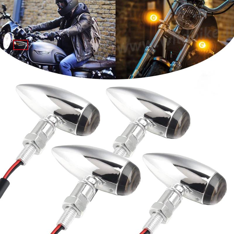 4PCS Motorrad Blinker Licht Vorne Hinten Universal Kugelform Blinkerleuchten Vordere Rückleuchten Universal für Motorrad Scooter von DREAMIZER