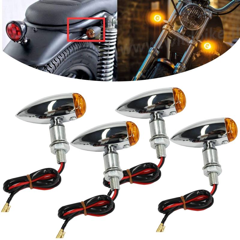 4PCS Motorrad Blinker Licht Vorne Hinten Universal Kugelform Blinkerleuchten Vordere Rückleuchten Universal für Motorrad Scooter von DREAMIZER