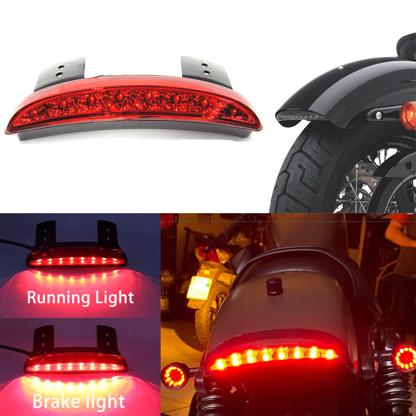 8 LED Motorrad Rücklicht 12V Rot Gehackte Kotflügelkante Motorrad ROT Bremse Rücklicht für Sportster XL 883N 1200N XL1200V XL1200X Achtundvierzig von DREAMIZER