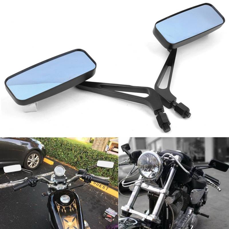 8mm 10mm Motorrad Rücklenker Rechteck Lenker Außenspiegel Seitenspiegel für Bobber Cruiser Chopper Scooter Touring ATV Sport Bike. von DREAMIZER