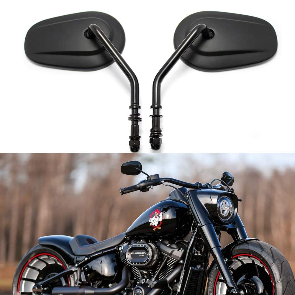 8mm Schwarzer Motorrad Rückspiegel Seitenlenker Rückspiegel für Sportster XL1200 883 48 Dyna Softail Fatboy Super Glide Street Glide Road Glide von DREAMIZER