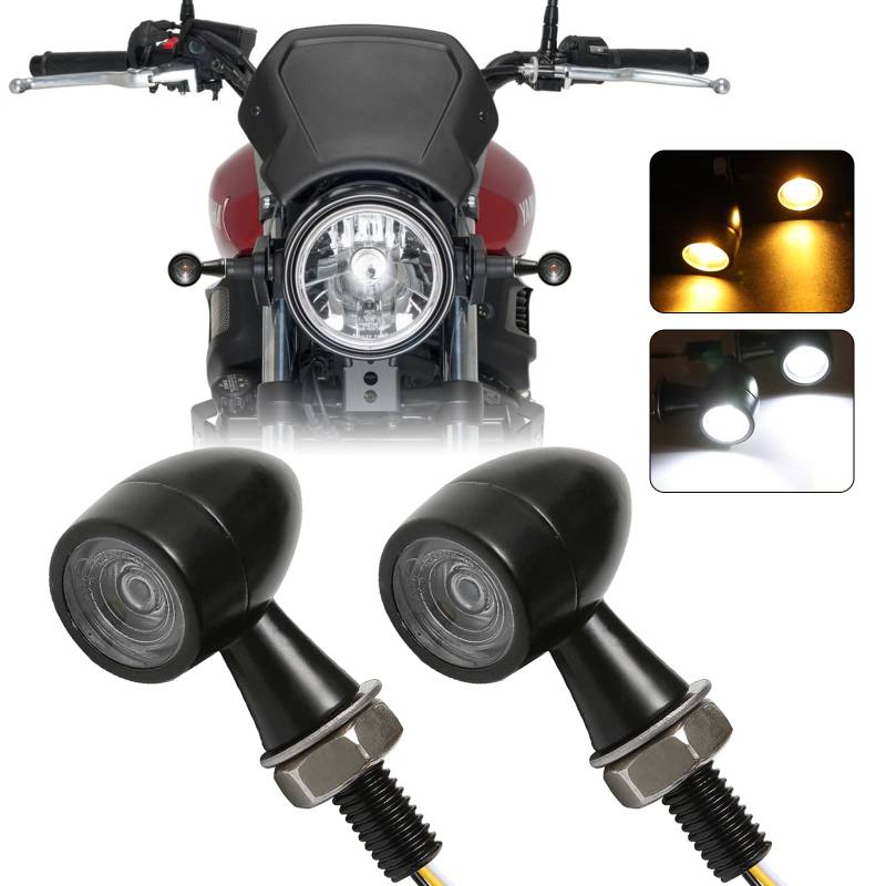 DREAMIZER Blinker Motorrad E Geprüft Universal LED blinker Mini 12V Tagfahrlicht Motorrad Blinker Lauflicht für Scooter Quad Cruiser Offroad, 2 Stück. von DREAMIZER