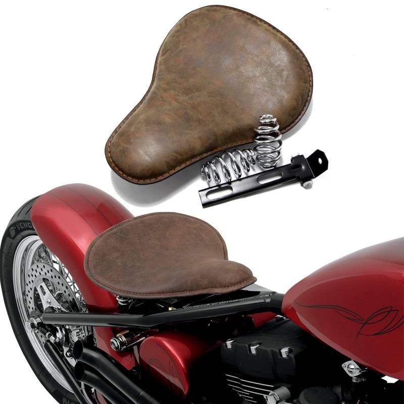 Bronze Motorrad Solo Sitz,mit Feder Halterung Kit für Chopper Bobber Sportster XL883/1200. von DREAMIZER