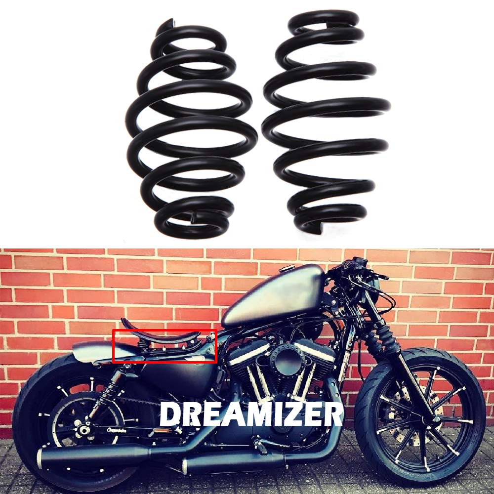 DREAMIZER 3" Motorrad Solo Sitz Federn, Montagefeder für Motorrad Sattel Für Sportster XL883 1200 Softail Dyna(Schwarz) von DREAMIZER