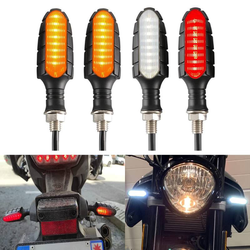 DREAMIZER 4PCS Blinker Motorrad Led Blinker Fließende Motorrad Blinker 12V Bremslichter Led Blinker lauflichter für Motorräder von DREAMIZER