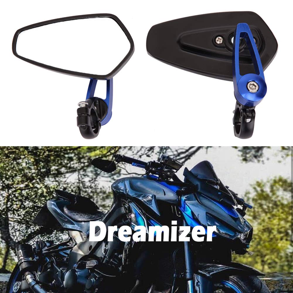 DREAMIZER 7/8" 22mm Motorrad Lenkerend Spiegel, Motorrad-Rückspiegel für 790 690 390 125 Z1000 ER6N ER6F Monster M696 821 MT03 MT09 FZ6 von DREAMIZER