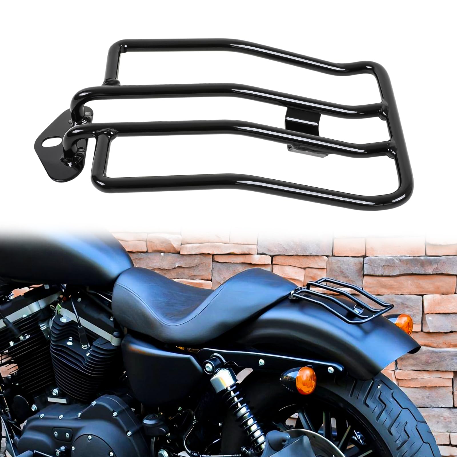 DREAMIZER Motorrad Hinterradgepäckträger, Motorrad Solositz Hinterradgepäckträger Kompatibel mit Harley Sportster XL 883 48 72 1200, 2004-2015, Schwarz von DREAMIZER