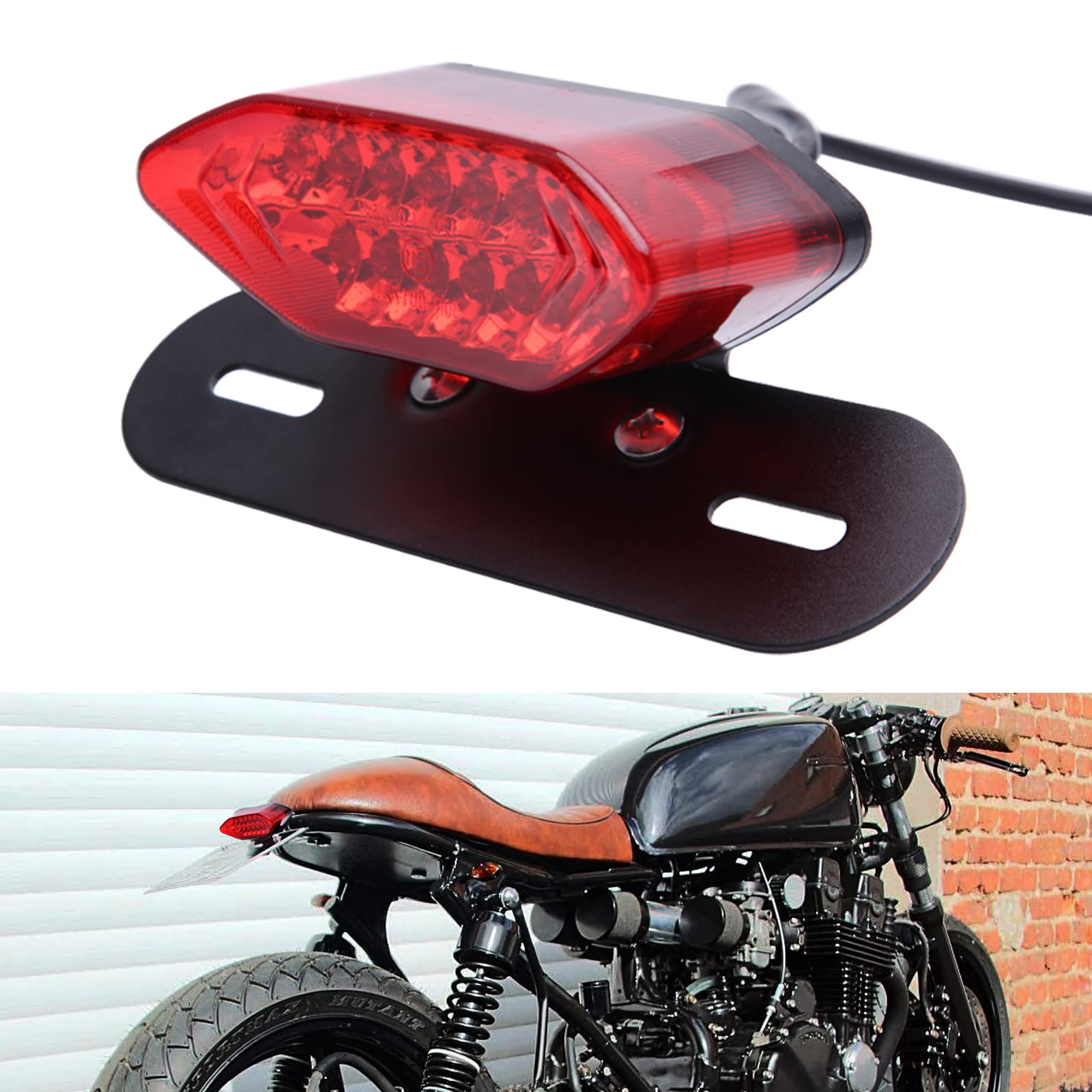 DREAMIZER Motorrad LED Rücklichter, 12V Motorrad Rückseite Licht Brechen Blinker Kontrollleuchte Lizenz Lampe(Rot) von DREAMIZER