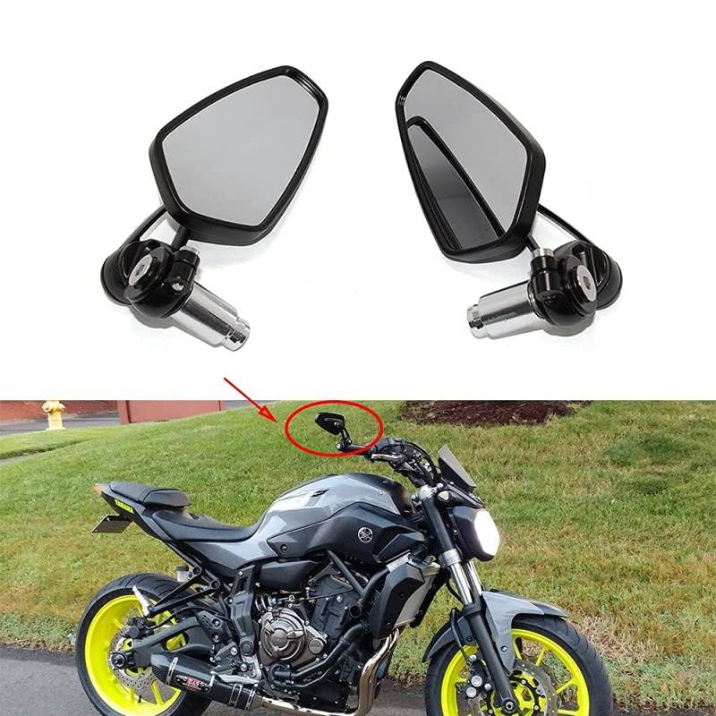 DREAMIZER Schwarz Motorrad Lenker Spiegel, 7/8 "22mm Rückansicht Wing Mirrors Motorrad für Scooter Cruiser Sport Bike Chopper von DREAMIZER