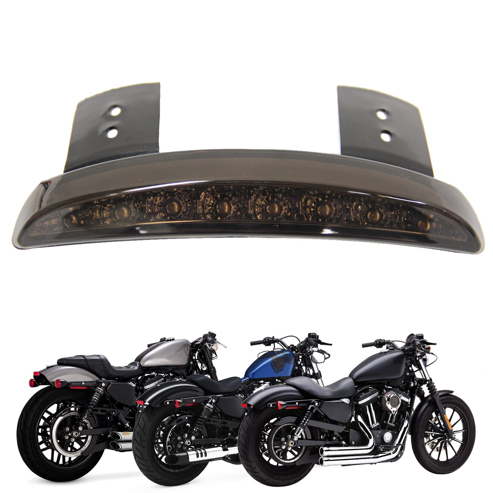 DREAMIZER Motorrad LED Rücklicht, Blinker Licht, Motorrad Rauch gehackt Heckkotflügelplatte Heckbremse Lizenz LED-Licht Ersatzlicht Stopp-Lauflicht für Sportster XL883N 1200N XL1200V XL1200X von DREAMIZER