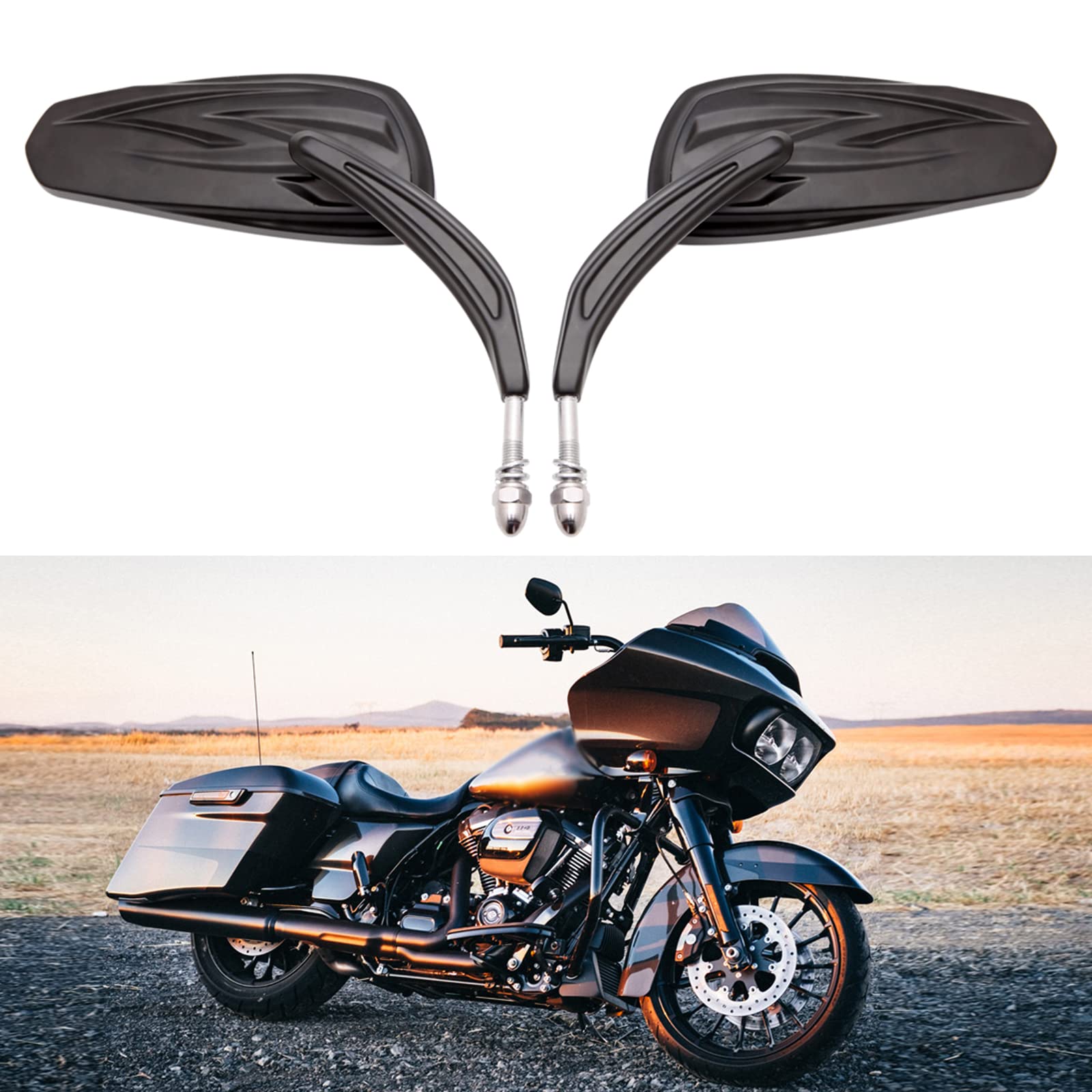 Motorrad Rückspiegel, 8mm Motorrad Spiegel Ersatz für Sportster XL883 1200 Dyna Softail Low Rider Street Glide Electra Glide Road Glide von DREAMIZER