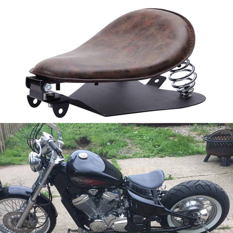 Retro Motorrad Solo Sitz Federsitz Einzelsitzkissen Passend für Bobber Sportster XL883 1200 48 Achtundvierzig Softtail Dyna Street Glide Chopper von DREAMIZER