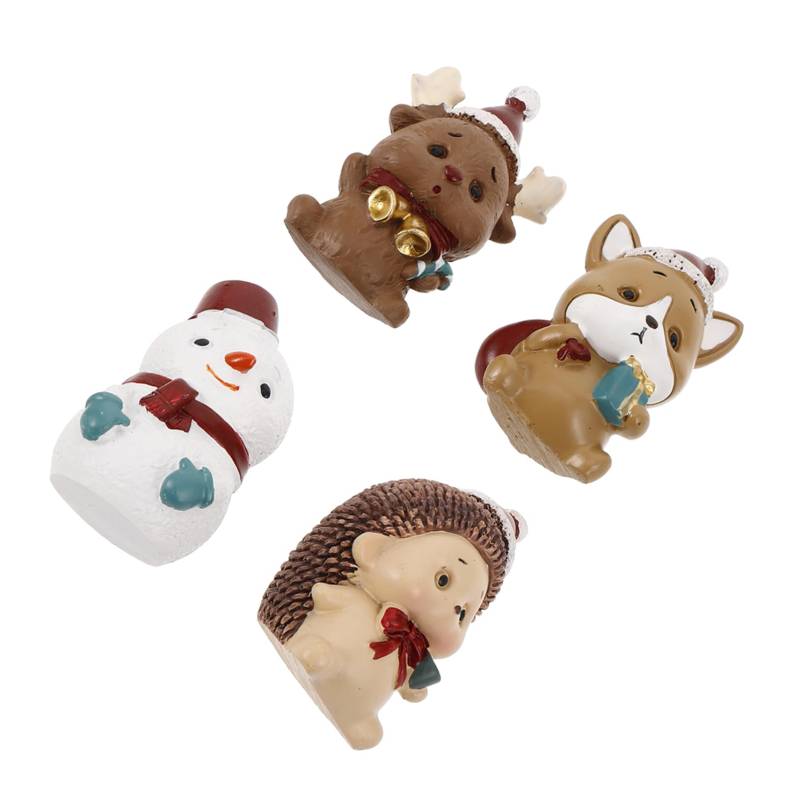 DRESSOOS 4 Stück Wohnmobil-dekorationszubehör Mini-GNOME-Figuren Winterspielzeug Weihnachtsdorf Zubehör Feengarten Mini-schneemannfiguren Weihnachtliche Miniaturfiguren Harz von DRESSOOS