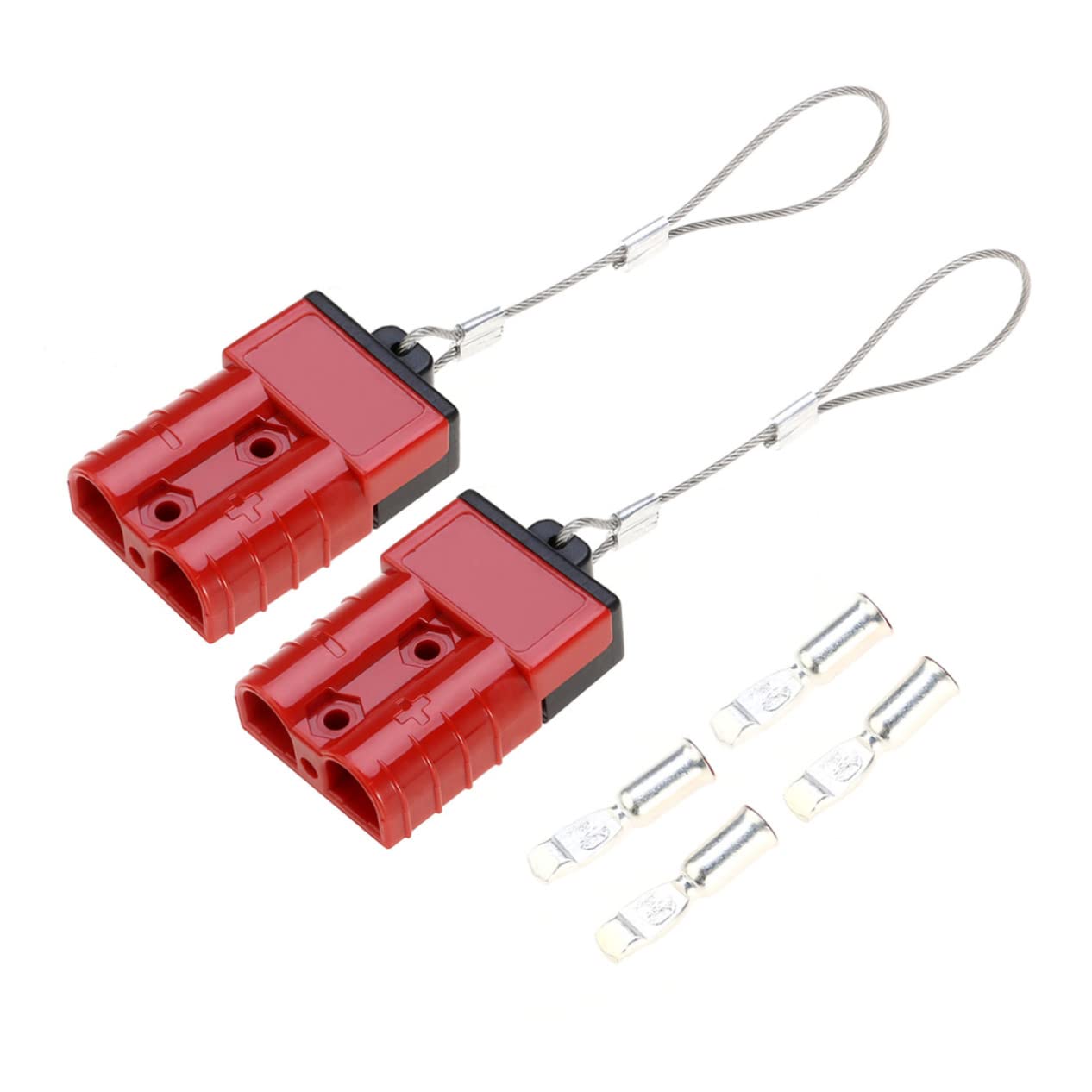 DRESSOOS 8 Stück Batterie Schnellkupplung Set 50 A Kabelbaum Stecker Für Bergungswinden Und Anhänger 2 Anschlussstecker 4 Klemmen 2 Kappen von DRESSOOS