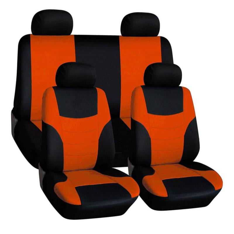 DRESSOOS 8 Teiliger Sitzbezug Für Klassische Autos Universeller Sitzschutz Orange Inklusive Schonbezüge Für Vordersitze Atmungsaktiv Und Passgenau Ideal Für Und Als von DRESSOOS