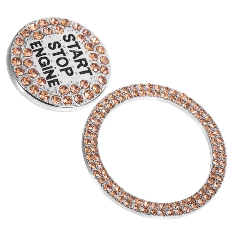 DRESSOOS Auto-zündschutzaufkleber Drücken, Um Zubehör Zu Starten Auto-bling-ring Abdeckung Der Stopptaste Car-bling-accessoires Für Frauen Glitzer Autozubehör Auto Motorring Strass Orange von DRESSOOS