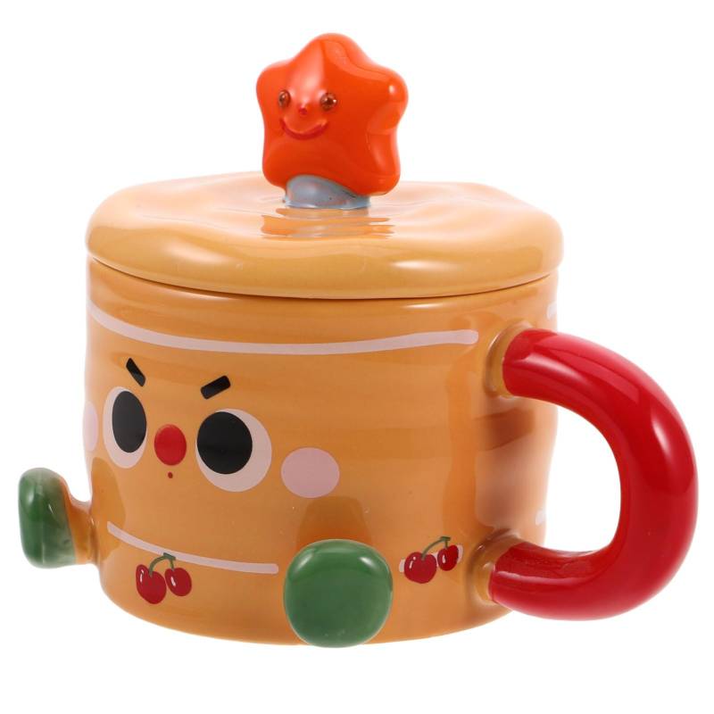 DRESSOOS Keramikbecher Tasse für trinkbecher für Kaffeebecher lustige kaffeetasse Ästhetische Kaffeetasse Frühstückstasse aus Keramik Kaffeetasse mit Deckel weißes Porzellan von DRESSOOS