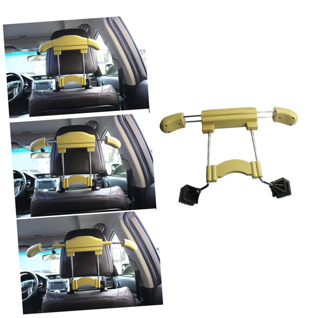 DRESSOOS Kleiderbügel Fürs Auto Kleiderbügel Für Autoanzüge Kopfstützenhaken Fürs Auto Autohaken Für Rücksitze Kleiderbügel Für Autositz Autotaschenaufhänger Handtasche Haken Beige von DRESSOOS